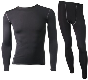 LANBAOSI 2 Pcs mannen Compressie Running Set mannen 2 pc Thermische Ondergoed Set Wicking Fleece Gevoerde Lange Onderbroek Xxl