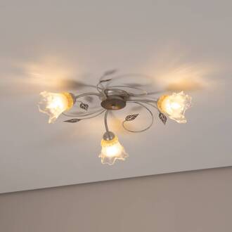 Lancia plafondlamp, ivoorkleurig, 3-lamps, ijzer, glas