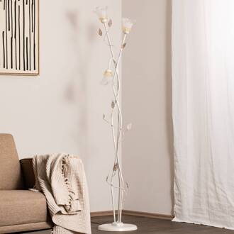 Lancia vloerlamp, ivoorkleurig, 3-lamps, ijzer, glas