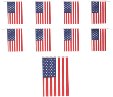Land Amerika/USA vlaggetjes - 2x - slinger/vlaggenlijn - 4.50 meter - versiering