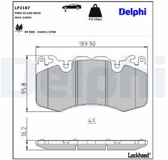 Land Rover Jeu De Plaquettes De Frein LP2187