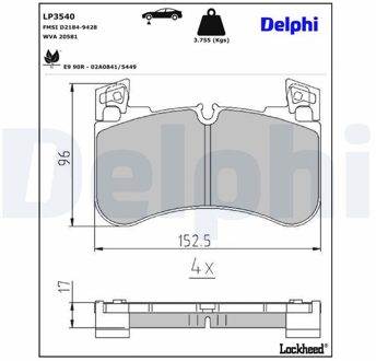 Land Rover Remblokkenset, schijfrem LP3540