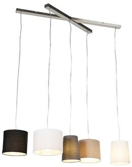 Landelijke hanglamp staal 5-lichts - Hermina Zilver