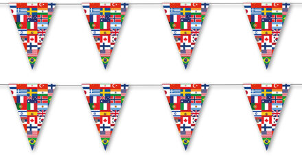 Landen thema vlaggenlijn feestslinger - 2x - internationale vlaggen - 350 cm