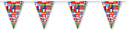 Landen thema vlaggenlijn feestslinger - internationale vlaggen - 350 cm