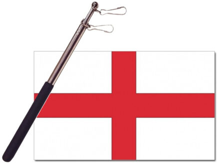 Landen vlag Engeland St George - 90 x 150 cm - met compacte draagbare telescoop vlaggenstok