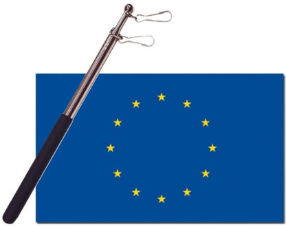 Landen vlag Europa - 90 x 150 cm - met compacte draagbare telescoop vlaggenstok - supporters