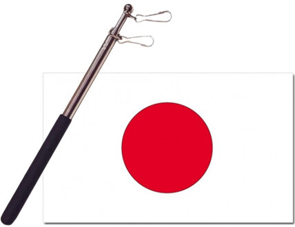 Landen vlag Japan - 90 x 150 cm - met compacte draagbare telescoop vlaggenstok - supporters