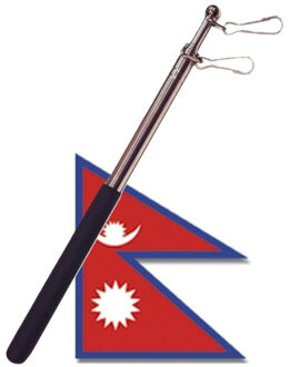 Landen vlag Nepal - 90 x 150 cm - met compacte draagbare telescoop vlaggenstok - supporters