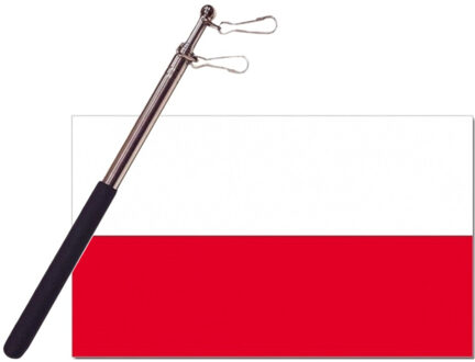Landen vlag Polen - 90 x 150 cm - met compacte draagbare telescoop vlaggenstok - supporters