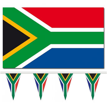 Landen vlaggen versiering set - Zuid-Afrika - Vlag 90 x 150 cm en vlaggenlijn 5 meter