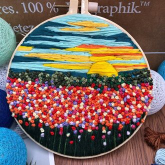 Landschap Borduurpakketten Punch Naald Met Hoepel Kruissteek Bloem Zee Handwerken Handworks Naaien Arts Schilderen Home Decor