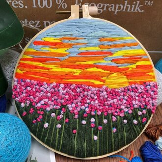 Landschap Borduurpakketten Punch Naald Met Hoepel Kruissteek Bloem Zee Handwerken Handworks Naaien Arts Schilderen Home Decor