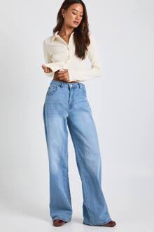 Lang Basic Spijkerbroek Met Wijde Pijpen, Bleach Wash - 8/36L