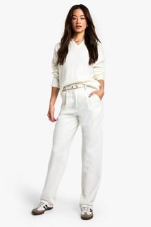 Lang Essentiële Broek Met Rechte Pijp, Ivory - 42