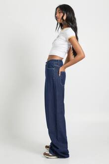 Lang, Midden Taille, Losse Pasvorm, Jeans Met Wijde Pijpen, Dark Indigo - 36