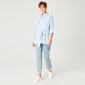 Lang shirt met geknoopte panelen vooraan Hemelsblauw