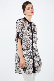 Lang zomeroverhemd met luipaardprint - maat EU 38 / UK 10 Zwart