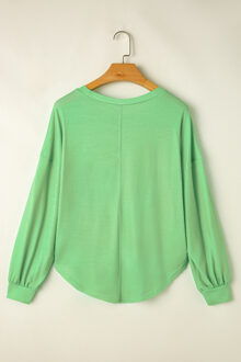 Langarm V-hals Blouse Mint