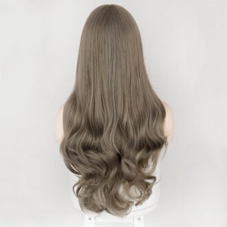 Lange Body Wave Pruik Vrouwen Pruik Natuurlijke Met Pony Synthetische Pruiken Grijs/Bruin/Zwart Pruiken Hittebestendige Voor vrouwen 10A-68