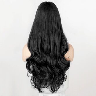 Lange Body Wave Pruik Vrouwen Pruik Natuurlijke Met Pony Synthetische Pruiken Grijs/Bruin/Zwart Pruiken Hittebestendige Voor vrouwen 4