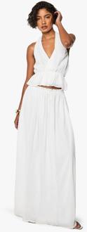 Lange Chiffon Maxi Rok Met Ruches Op De Taille, White - 44