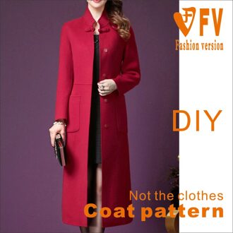 Lange Dames Chinese Stand Kraag Dubbelzijdig Wollen Fleece Jas Patroon Naaien Tekening BFY-205 Size 2XL