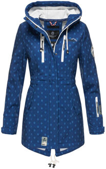 lange dames gewatteerde jas Abendsternchen met afneembare capuchon - maat Blauw