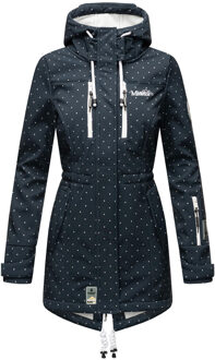 lange dames gewatteerde jas Abendsternchen met afneembare capuchon - maat XS Blauw