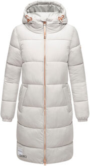 lange dames gewatteerde winterjas met capuchon – Nomadiaa Grijs - XL