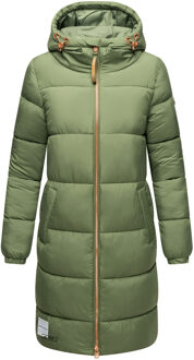 lange dames gewatteerde winterjas met capuchon – Nomadiaa Groen - 3XL