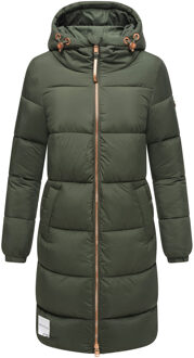 lange dames gewatteerde winterjas met capuchon – Nomadiaa - maat Groen