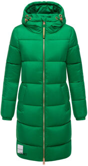 lange dames gewatteerde winterjas met capuchon – Nomadiaa - maat Groen
