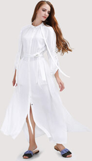 Lange gestructureerde shirt-jurk - maat L Wit