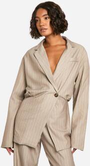 Lange, Getailleerde Jas Met Ingetogen Taille, Stone - 40