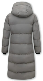 Lange getailleerde puffer jas - maat XS Grijs