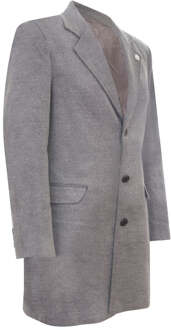 Lange grijze wollen slim-fit overjas voor heren Grijs