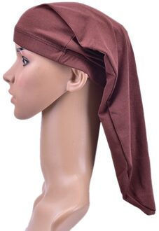 Lange Haar Sok Cap Slaap Hoeden Wrap Night Cap 1Pc Haarverzorging Motorkap Slaapmutsje Unisex Cap Motorkap De Nuit zwart Bruin