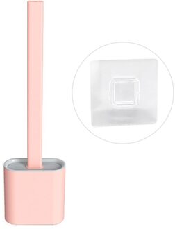 Lange Handvat Geen Dode Hoek Toiletborstel Duurzaam Muur Opknoping Cleaning Zachte Borstel Voor Wc Gadgets Roze