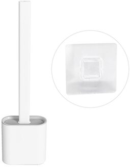 Lange Handvat Geen Dode Hoek Toiletborstel Duurzaam Muur Opknoping Cleaning Zachte Borstel Voor Wc Gadgets wit