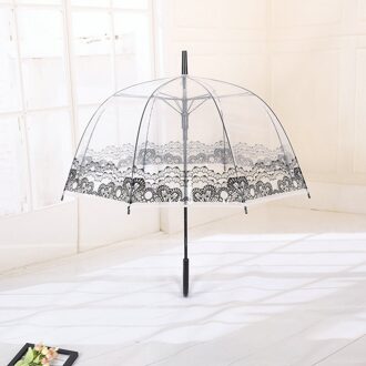 Lange Handvat Kant Bloem Paraplu Transparante Zonnige Regenachtige Paraplu Bumbershoot Parasol Draagbare Outdoor Regenkleding Levert