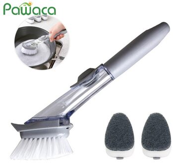 Lange Handvat Pot Borstel Dish Bowl Wassen Borstel Zeepdispenser Aanrecht Scrubber Automatische Spons Vaatwasser Borstel
