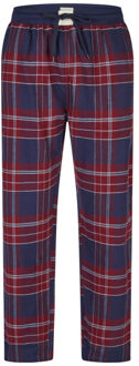 Lange heren pyjama set met flanellen pyjamabroek bordeaux rood/blauw - maat XXL Veelkleurig