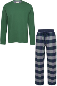 Lange heren pyjama set met flanellen pyjamabroek groen Print / Multi - XL