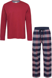 Lange heren pyjama set met flanellen pyjamabroek rood Print / Multi - XL