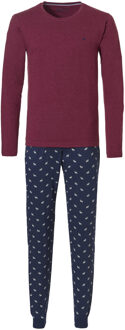 Lange heren winter pyjama set katoen / blauw Rood