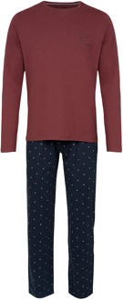 Lange heren winter pyjama set katoen Rood - XL