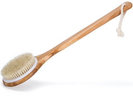 Lange Houten Handvat Bad Body Borstel Verwijderbare Haren Exfoliërende Droog Skin Back Scrubber Douche Cleaning Massager Baden Gereedschap
