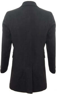 Lange, houtskoolwollen slim-fit overjas voor heren