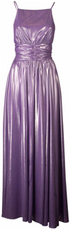 Lange jurk in metalen vloeistofstof Aniye By , Purple , Dames